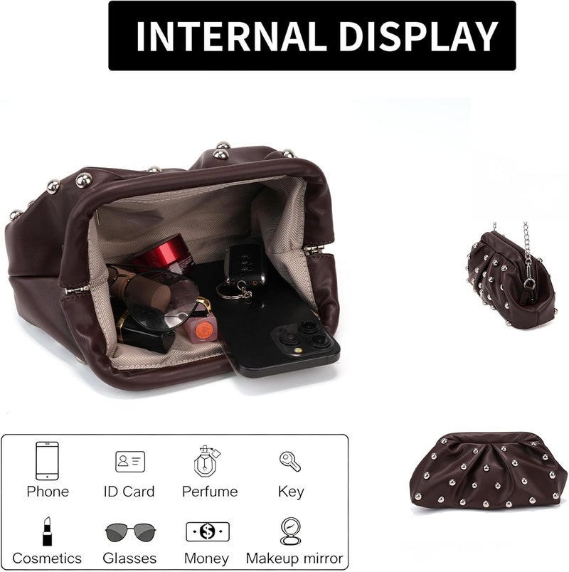 KingTo Store Clutch Purses for Women, Soft Cloud Bag Fashion Dumpling with Ruched Pouch Handbag for Crossbody Shoulder - Image 3